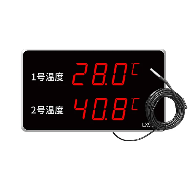 Premium Digital Thermometer LX933-A Indoor Outdoor Use Dual Probe Large LED Screen for Pool Sauna Aquarium and Home