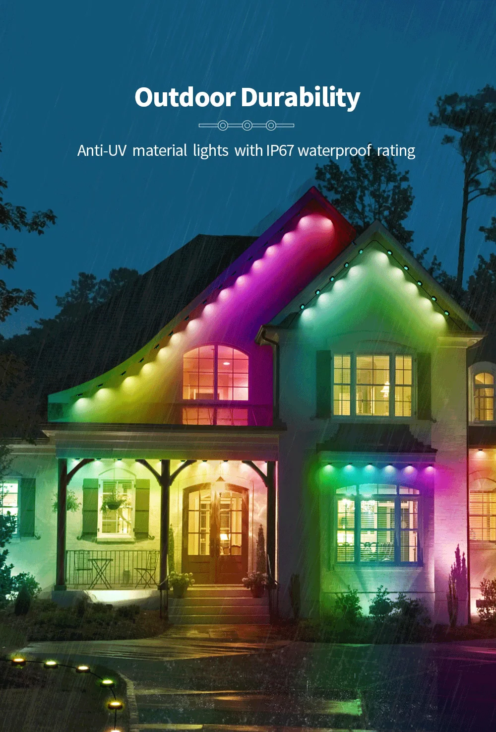 Banqcn Smart Outdoor Lights 15m 30lamps Permanent Rgbic Led Point Light Waterproof And Ir Wifi