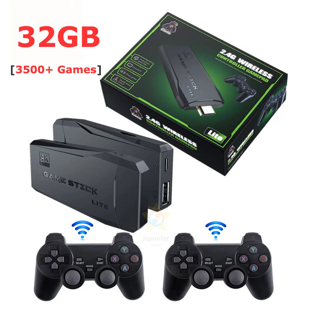 Семейный ТВ 64G Встроенный 10000 игр 2,4G беспроводной контроллер геймпад 4K HD M8 видео игровая консоль ps4