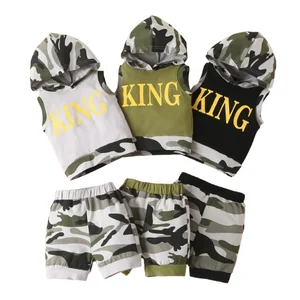 2021 Toddler Boy Clothes Set Summer Baby Boys Outfit Child Hoodie Camouflage Print Hooded Top Shorts 2PCS Kids Clothing