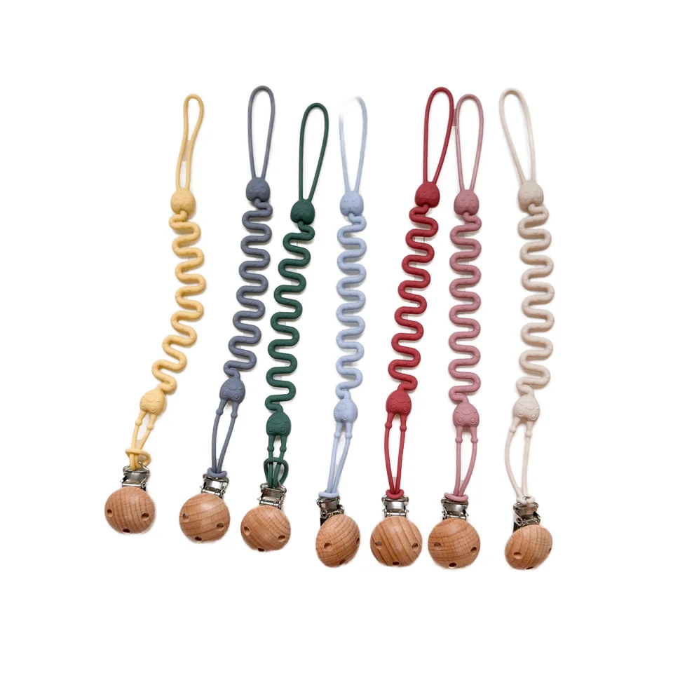 Silicone Pacifier Clip with Adjustable Spring for Baby Boys and Girls Seposeve Soft Flexible Pacifier Leashes