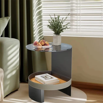 Nordic Glass Coffee Tables Balcony Light Luxury Round Tables Creative Multifunction Simple Tea Tables for Living Room Furniture
