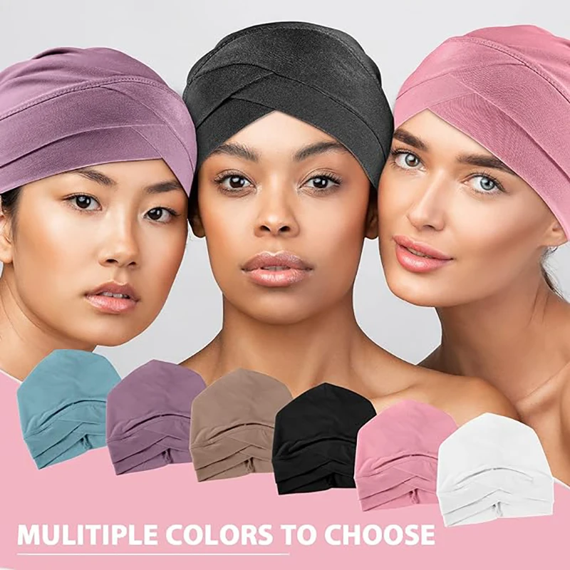 Wholesale Custom Logo Hair Accessories Soft Stretchy Beanie Dome Cap