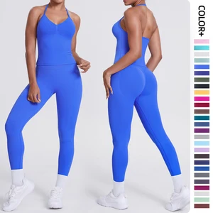 Wholesale in Stock Women's Fitness Sets Two Pieces Plus Size Active Vest Buttery Soft Naked Feel Leggings