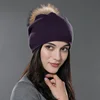 Dark purple with brown pom