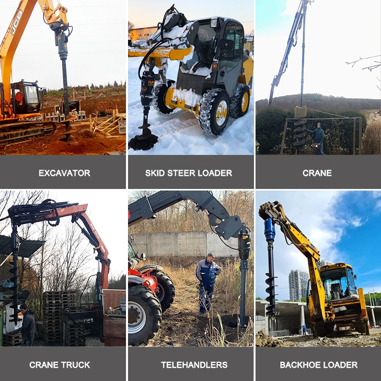 Power Earth Augers Mounted to Telescopic Handler/Skid Steer Loader/Excavator/Crane/Backhoe Loader/Tractor