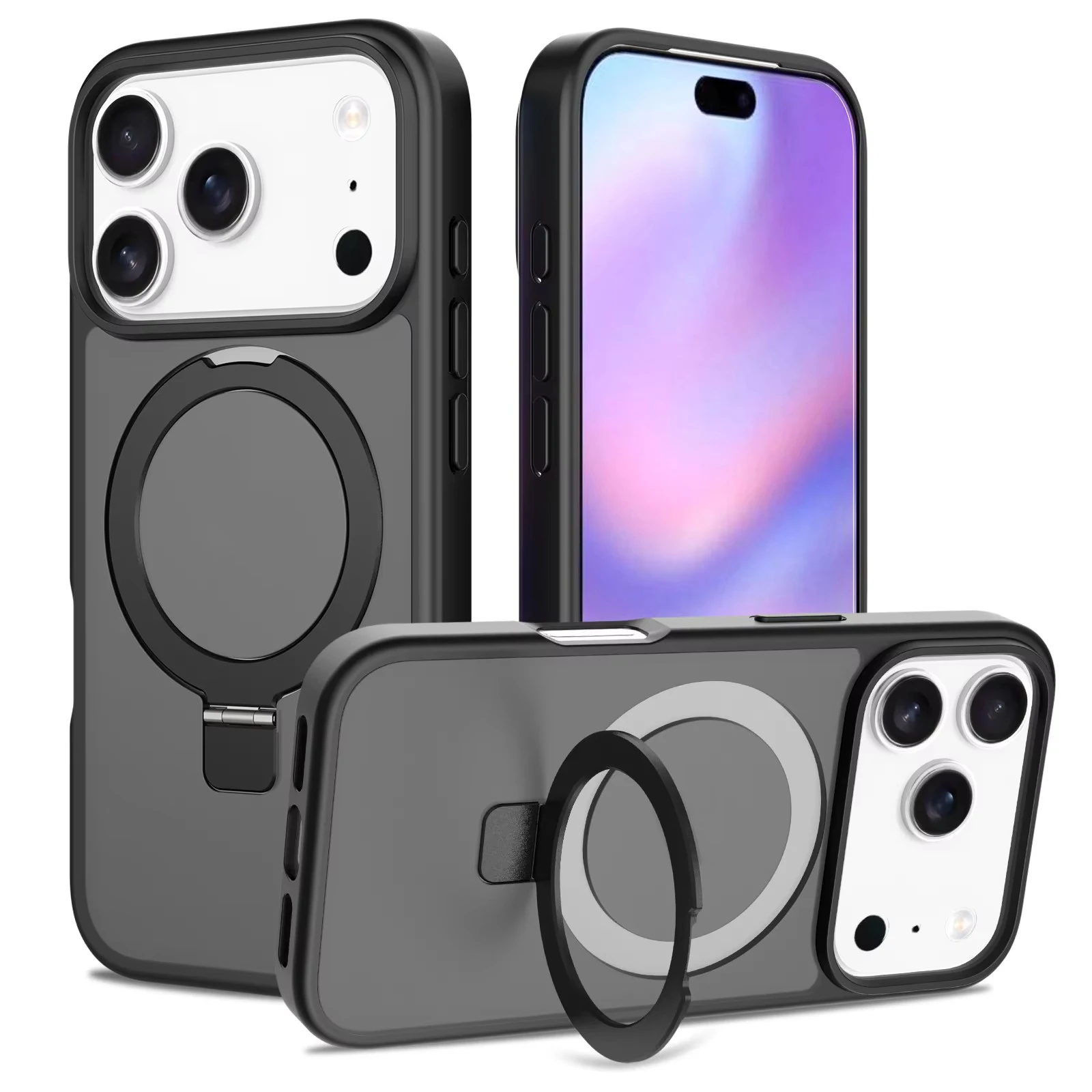 High-quality Fingerprint-proof and Watermark-proof Soft Bumper Magnetic Kickstand Phone Shell Cover for iphone 17 16 15 14 13