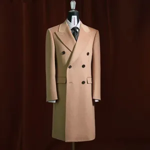 Men's Business Long Gentleman Warm Coat Autumn and Winter Double-Breasted Camel Coat  Custom Manufacturer