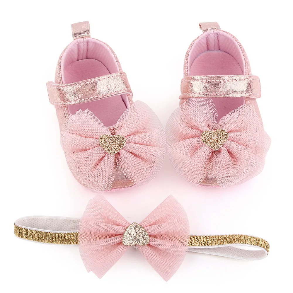 Baby shoes princess baby girls shoes soft sole baby shoes headband set Alibaba