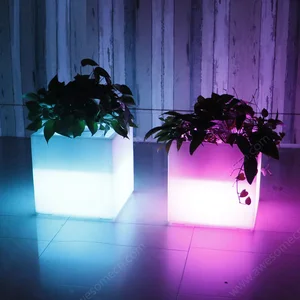 LED Outdoor Waterproof Garden Square Pot Illuminated LED Glow Flower Pot Solar Floor Lamp Product Category Pot Trays