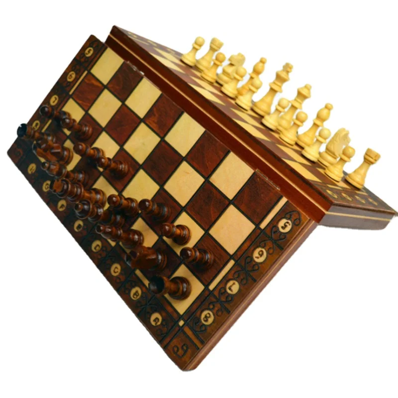 Échiquier en bois de 29cm pliant le jeu d'échecs International 