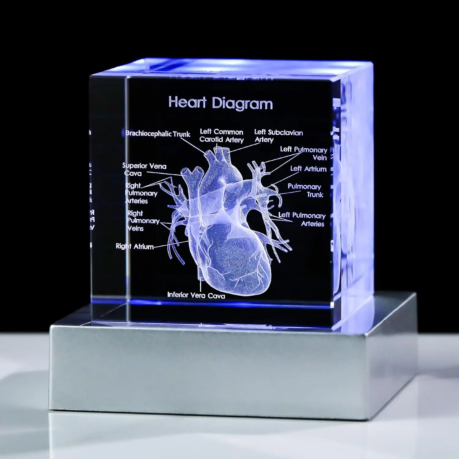 Cubo de cristal k9 Coração Humano gravação a laser 3d Modelo Anatômico de Coração em vidro cristalino artesanato para presentes de Ciência Médica