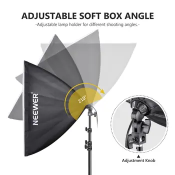 Photography 60CM Softbox Kit 5700K LED Lighting Bulbs Photo Studio Equipment NEEWER 700W Equivalent Softbox Lighting Kit detail image