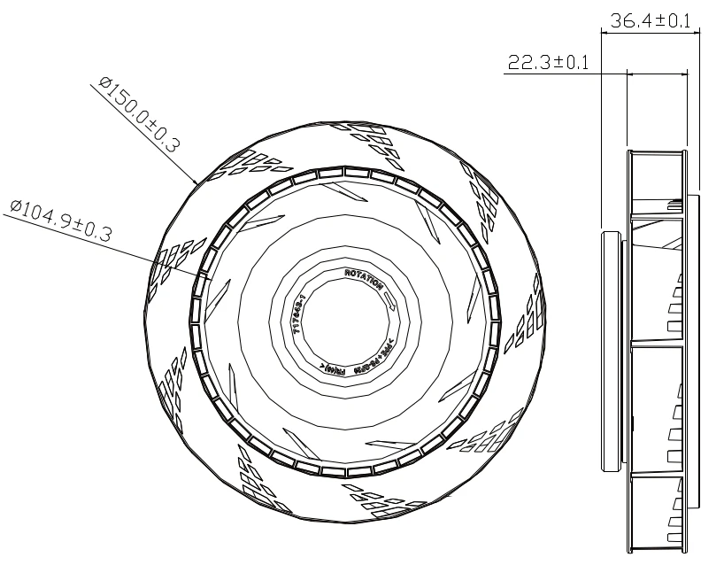 Centrifugal Fan, 150x38mm, 24V, 12V, MK15038 - detail 2