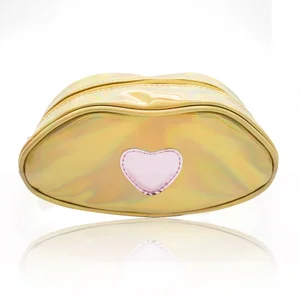 Custom logo girl fashion beauty PU leather holographic makeup baglips cosmetic bag