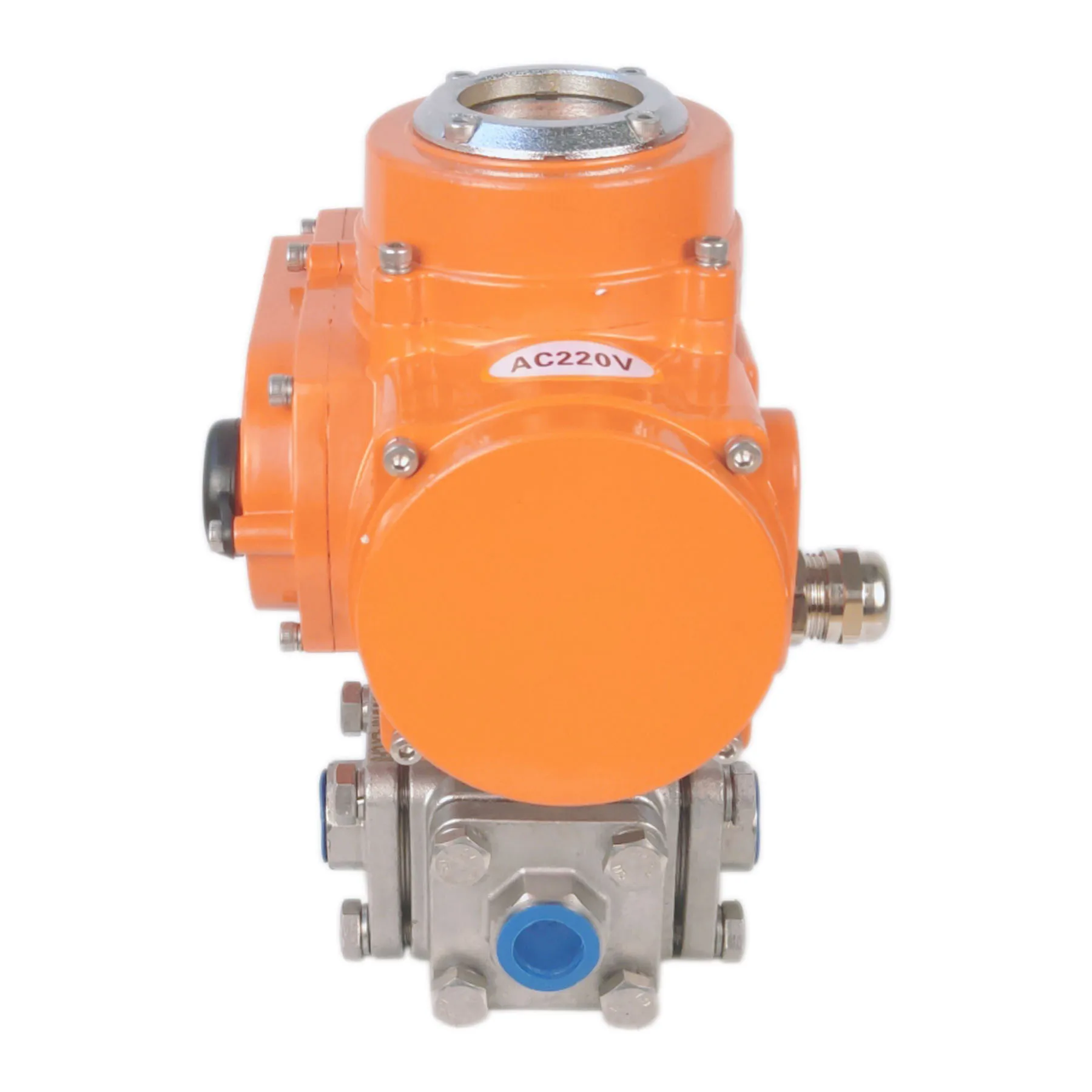 4 way motorized ball valve 220v dn 50 stainless steel 316 with IP67 electric actuator 90 degrees