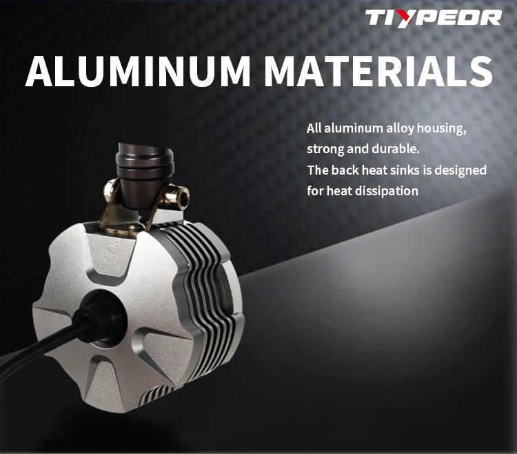 TIYPEOR Super Bright Motorcycle Headlight Spotlight for Off-Road ATV UTV Electric Vehicle Auxiliary Fog Light CNC Aluminum Light factory