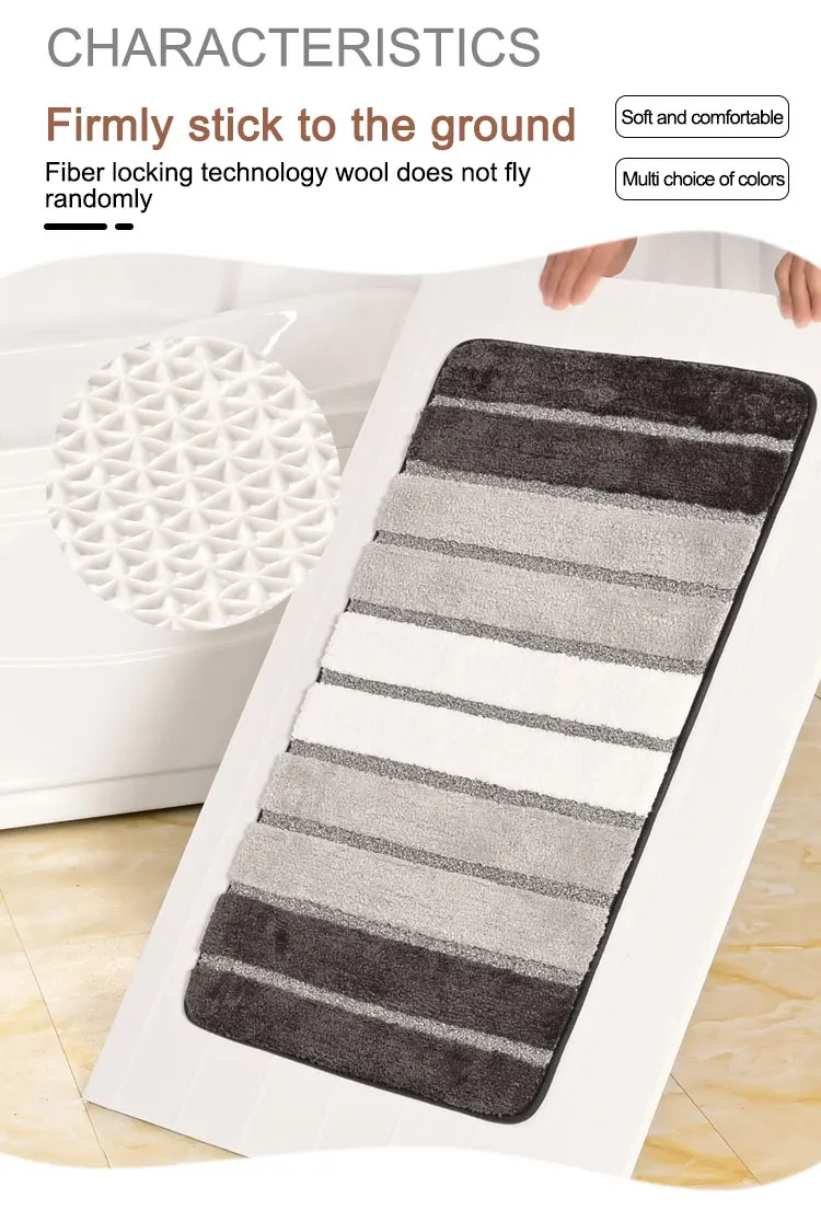 New Design Microfiber Embossing Water Absorbent Door Mat Non Slip Floor Toilet Mat Bathroom Mat Set 3 Piece supplier