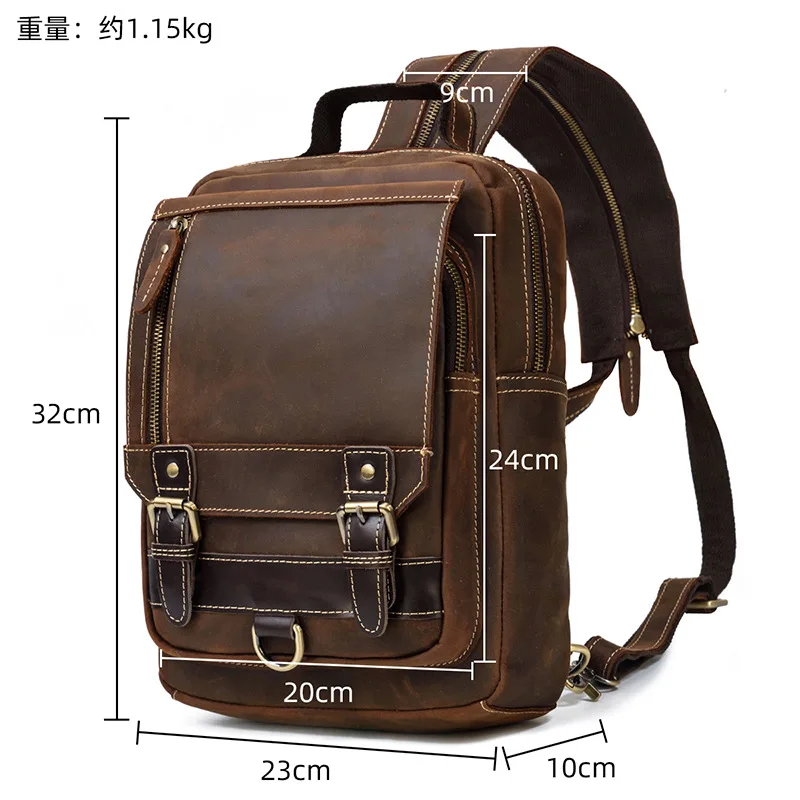 Multi-functional Crazy Horse Leather Backpack Outdoor Genuine Leather ...