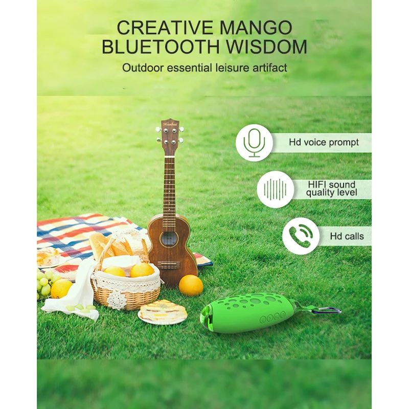Portable Mini Mango Bluetooth Speaker IP54 Waterproof Wireless MG Outdoor Stereo Speaker With Mic Hook Support Handsfree Call - ANKUX.COM