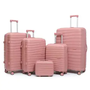 Best Quality Modern Large Luxury Travel Trolley Suitcase Lock Waterproof Polypropylene Luggage Bag Set PP Wheels Globally