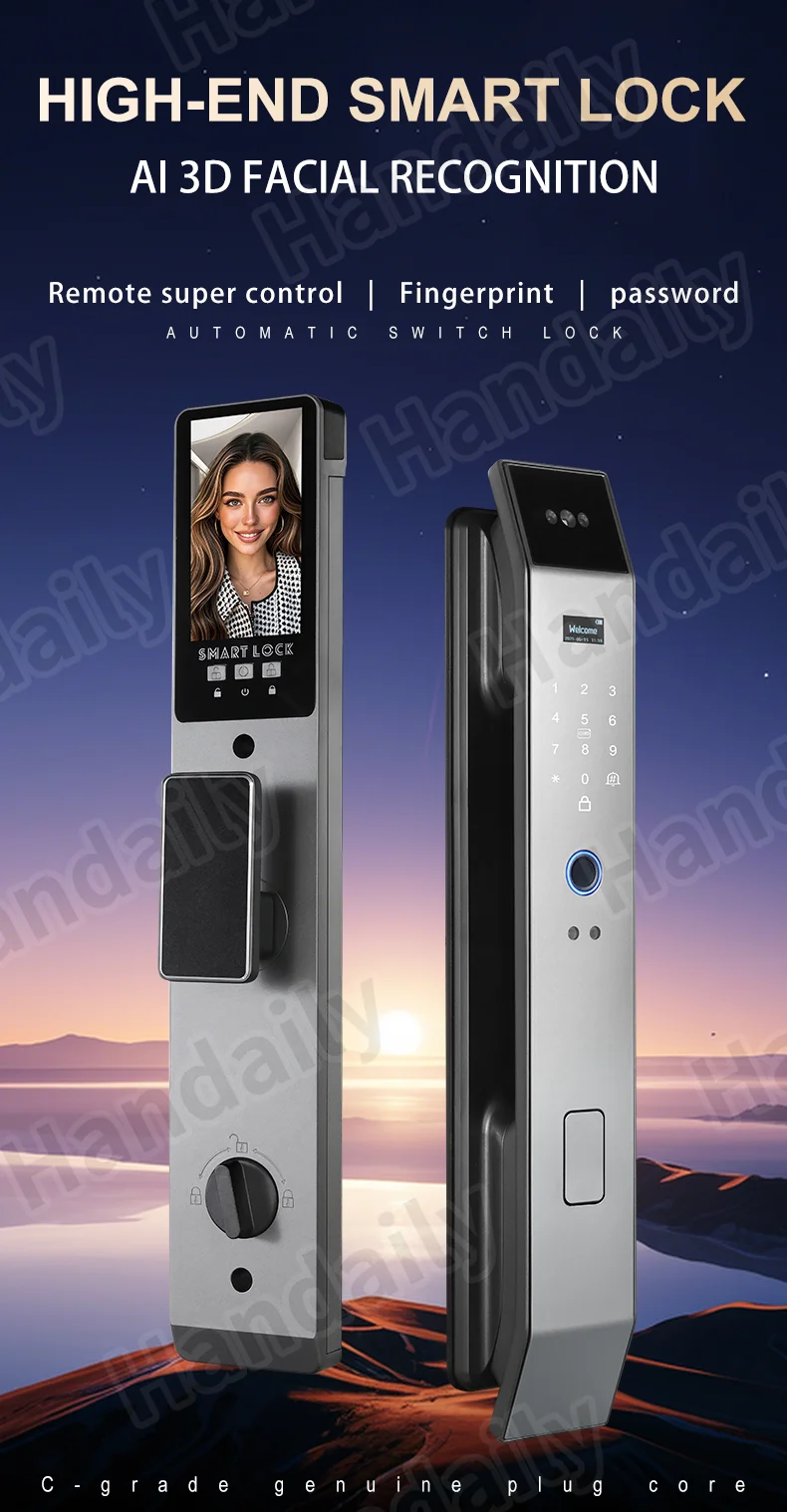 factory security tuya wifi 3d face recognition fingerprint smart lock keyless intercom digital cerradura inteligente door lock xf14s-0