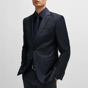 Tailor Made Suits Fine Grain Paris Navy Wool Formal Wedding Men's Suits Groom Business Exquisite Button Down Lapel Two Piece