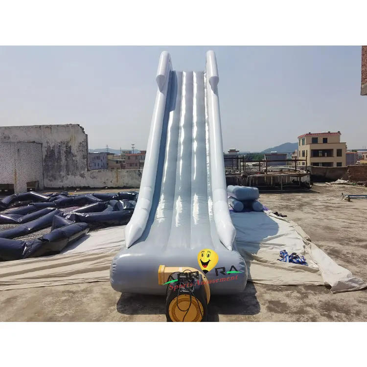 Factory custom gray adults inflatable water slide outdoor kids long inflatable water slide  for swimming