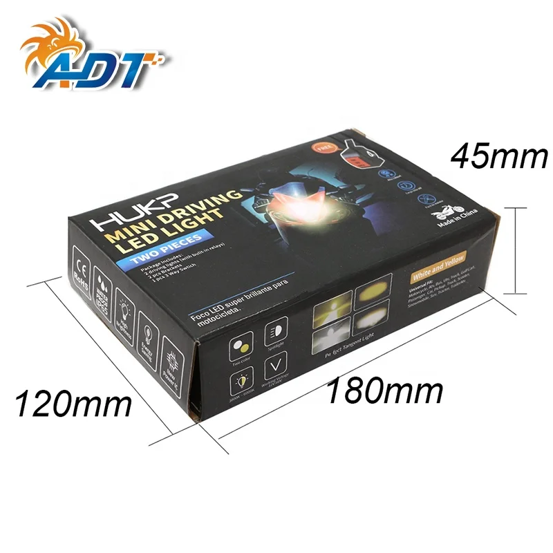 2 Pcs Auto MINI Dual Color Fog Lamp LED Projector Lens LED Fog Light Work Light Car Motorcycle Auxiliary Light High Low Beam