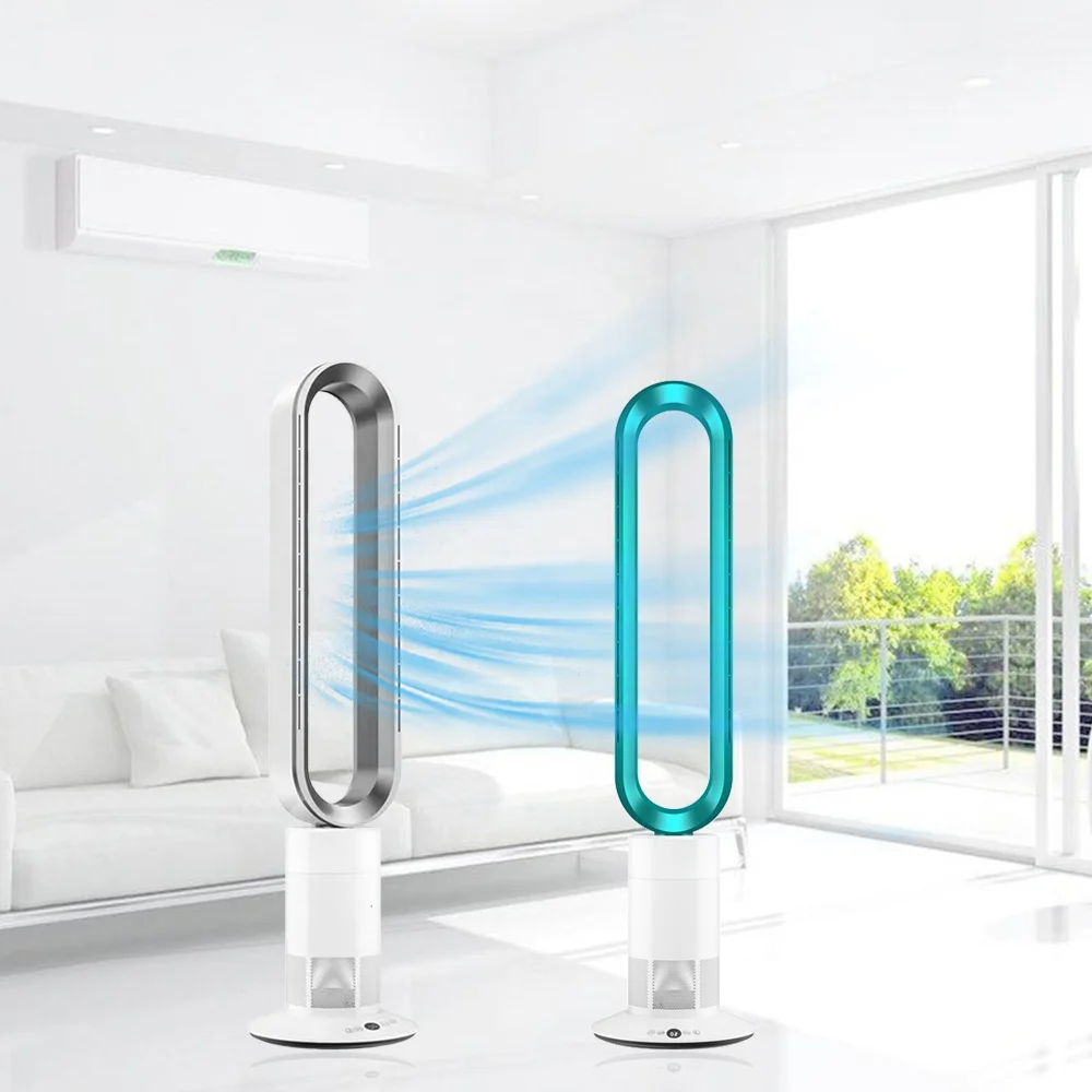 Smart Mobile App Control Low Noise No Leaf Fan DC Brushless Motor Floor Standing Oscillating Cooling Bladeless Fan for Household