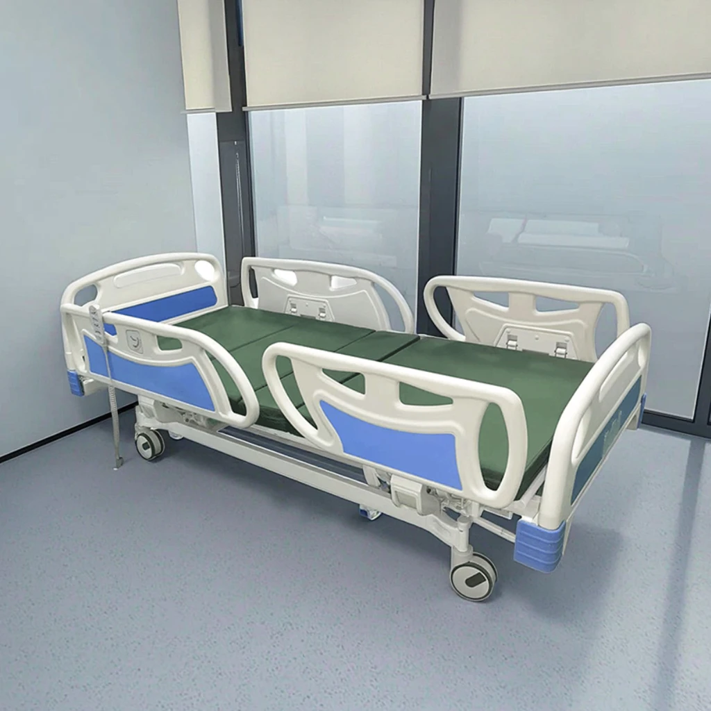 Adjustable Height Electric Medical Bed Metal Rails Foldable Modern Hospital Furniture for Patient Care Back Rest School Hotel 2