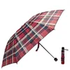 Parapluie à treillis rouge marron à trois volets à 8 os