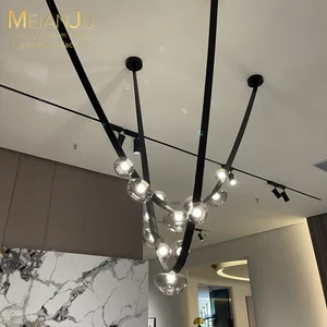 Zhongshan Premium Leather Glass Restaurant Chandelier Modern Hanging Pendant Light Fixture for Bar & Hotel Dining Room Lighting