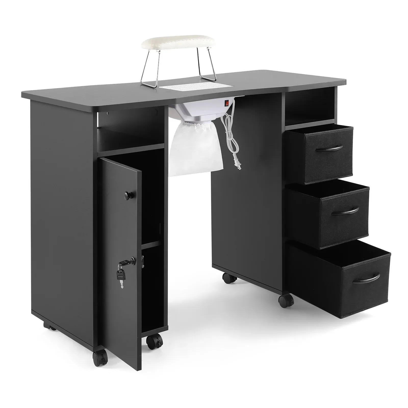 Professional Multi-Functional Modern Wood Nail Table Station Fashionable Beauty Salon Furniture Drawer for Living Room Hospital