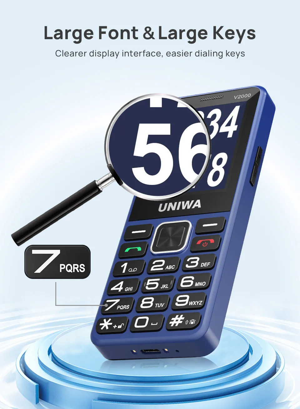 V2000 Manufacturer Big Battery Big Button Simple Seniors Mobile Cell Phone SOS Keypad Global 4G Feature Phone