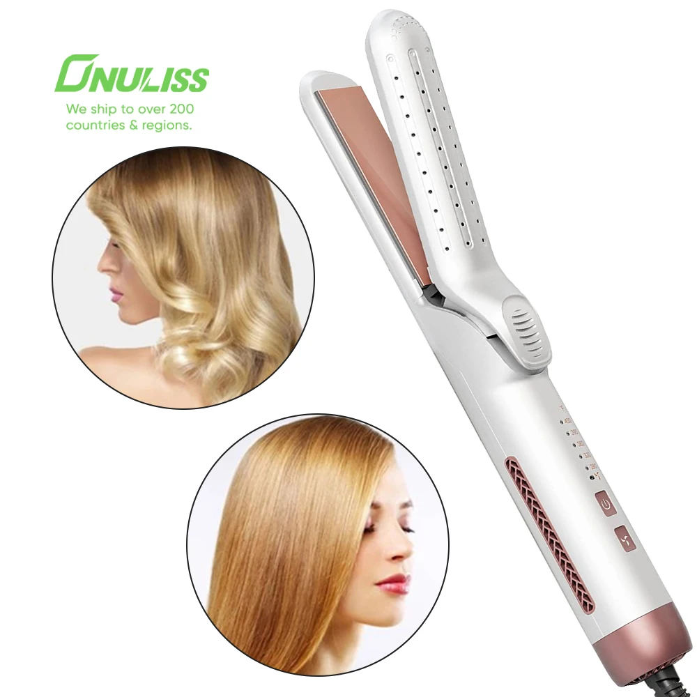 Plancha de pelo y rizador en 1, plancha de pelo plana con función de  enfriamiento