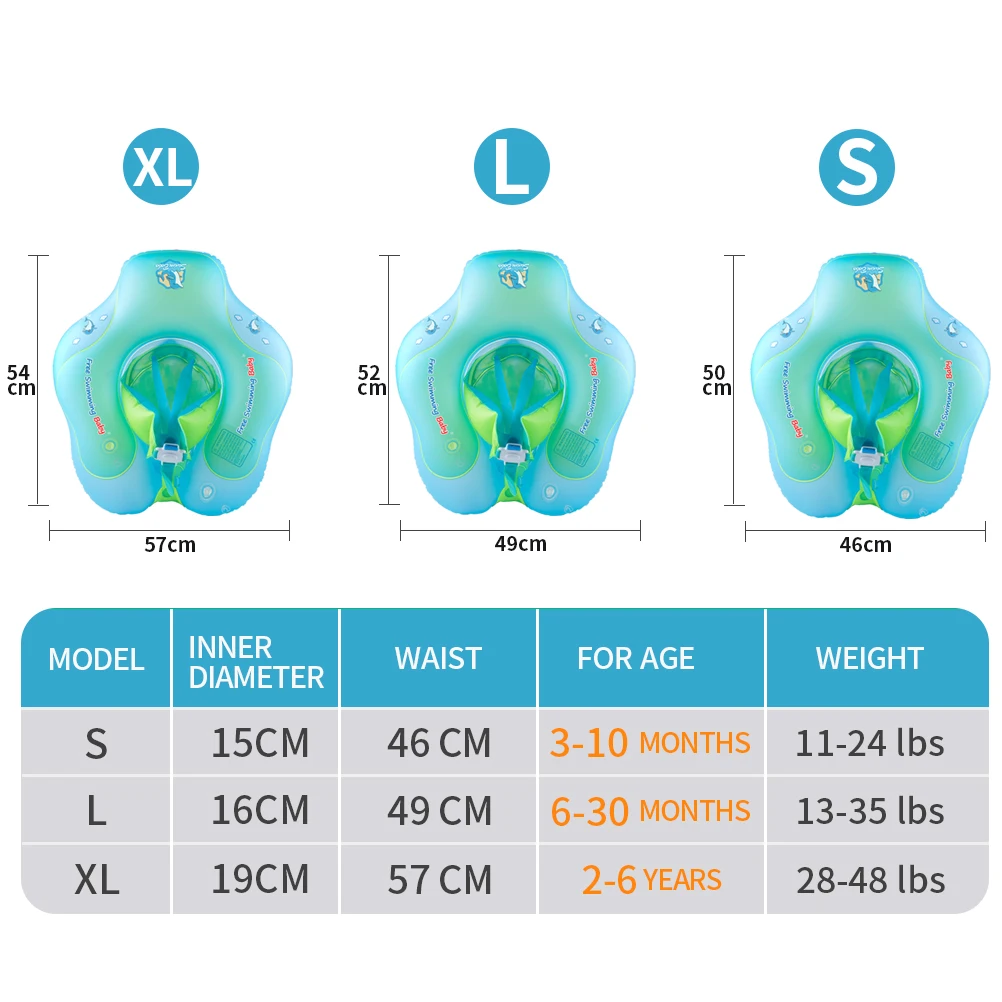 2022 Upgrades 0.35mm Pvc Comfortable Convenient Baby Swimming Float Ring Kids Inflatable Swim Ring for 3-36 Months Child