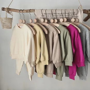 2025 Autumn Two-piece Set of Children's Hoodie Jacket and Trousers in Solid Color Boys and Girls