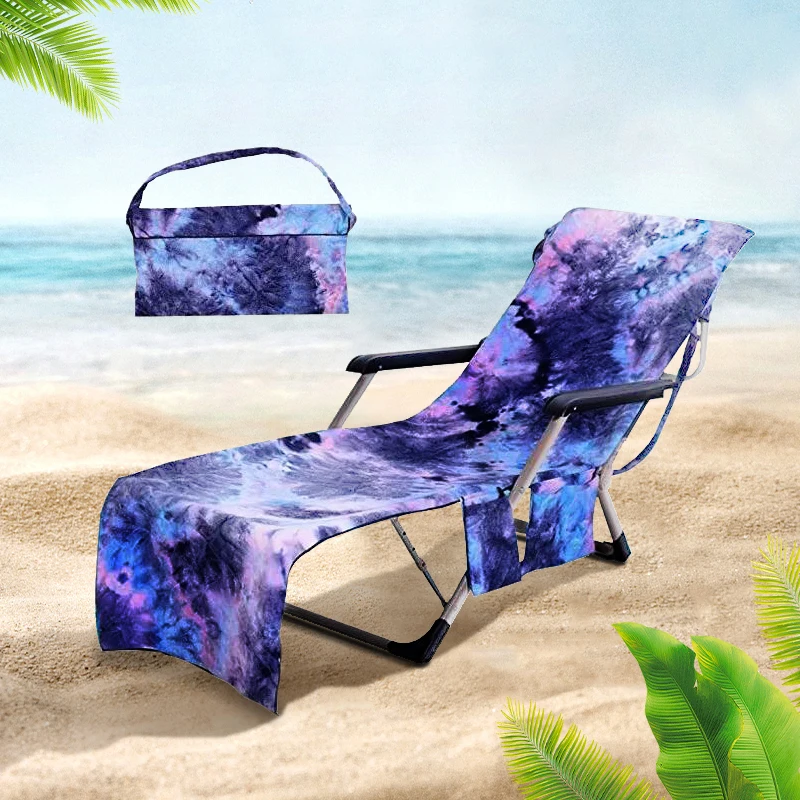 Wholesale custom microfiber absorbent and quick-drying sand free portable travel multifunctional pocket beach chair towel cover