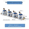 Blue+White-4 Seasoning jar + Tray + 4 Spoons
