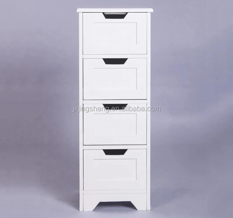 Eco-friendly Solid Wood White MDF Bathroom Cabinet with 4 Drawers for