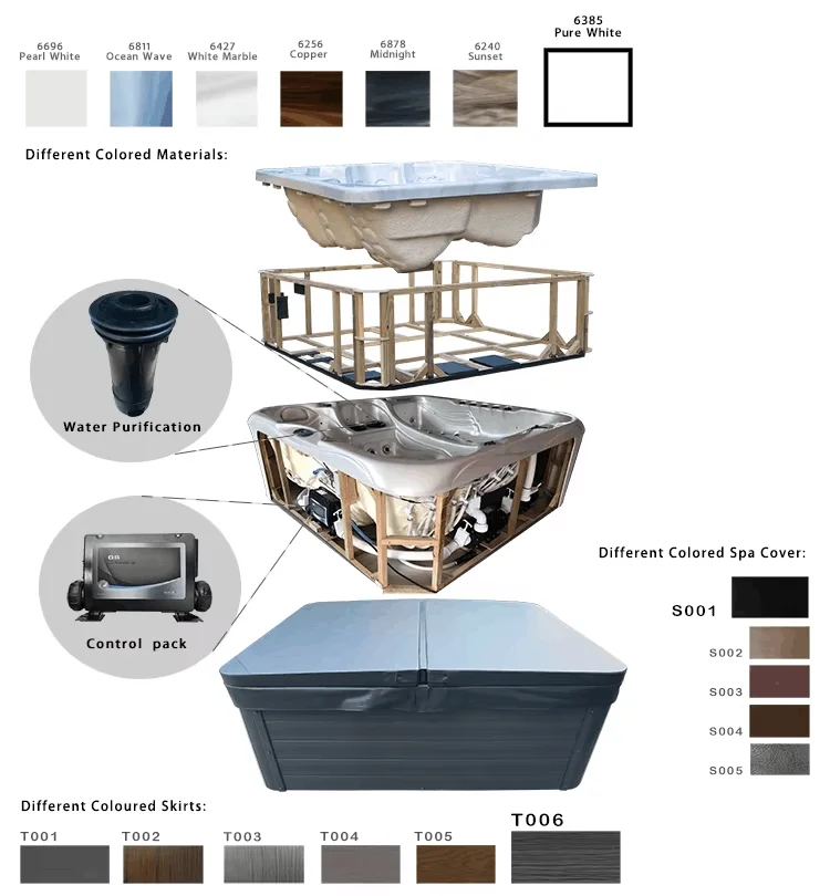 Freestanding Luxury 6 Seats Hot Tub with Balboa System Control and 38 Total Jets for Outdoor Relaxation