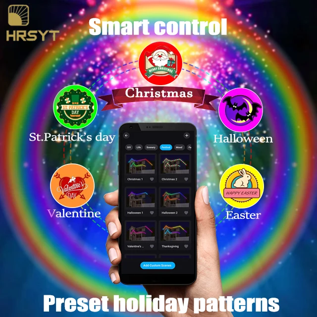 HRSYT LED Point Light Soffit Lights Customized APP Smart Control Residential Commercial Seasonal Stunning Recessed Eaves Lights