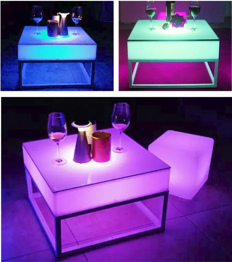 Smart 16color Changing  Led Light Table bar Furniture Glowing LED Coffee Cube Table