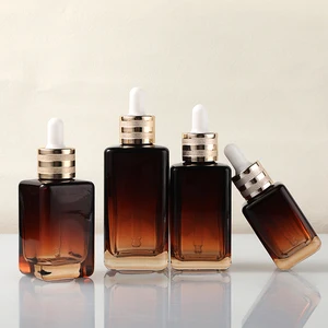 100ml 75ml 50ml 30ml 1OZ Amber Colored Square Glass Dropper Bottles for Hair Oil Body Oil and Serum for Eye Drops