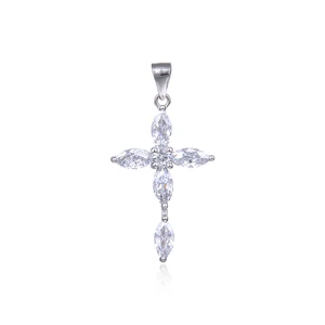 Wholesale Christian Jewelry with Rhodium and Gold Plated Zeircon Cross Pendant for Party Occasions