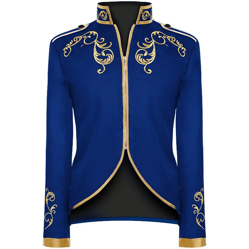 British Style  Prince Gold Thread Surround Retro Stage Suit Men Party Blazer Slim Fit Jacket Singer Performer Coat