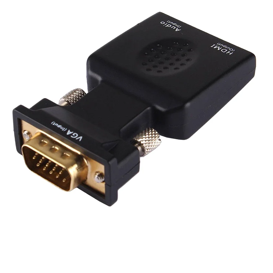 VGA to HDMI Converter Plug Adapter Male to Female Lead with Audio Output Cable Micro Power Port 1080P Signal Output for Computer