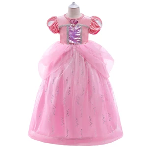 MQATZ New Dress Girls Kids Cosplay Party Costume Princess Fancy Pink Dress BX1738