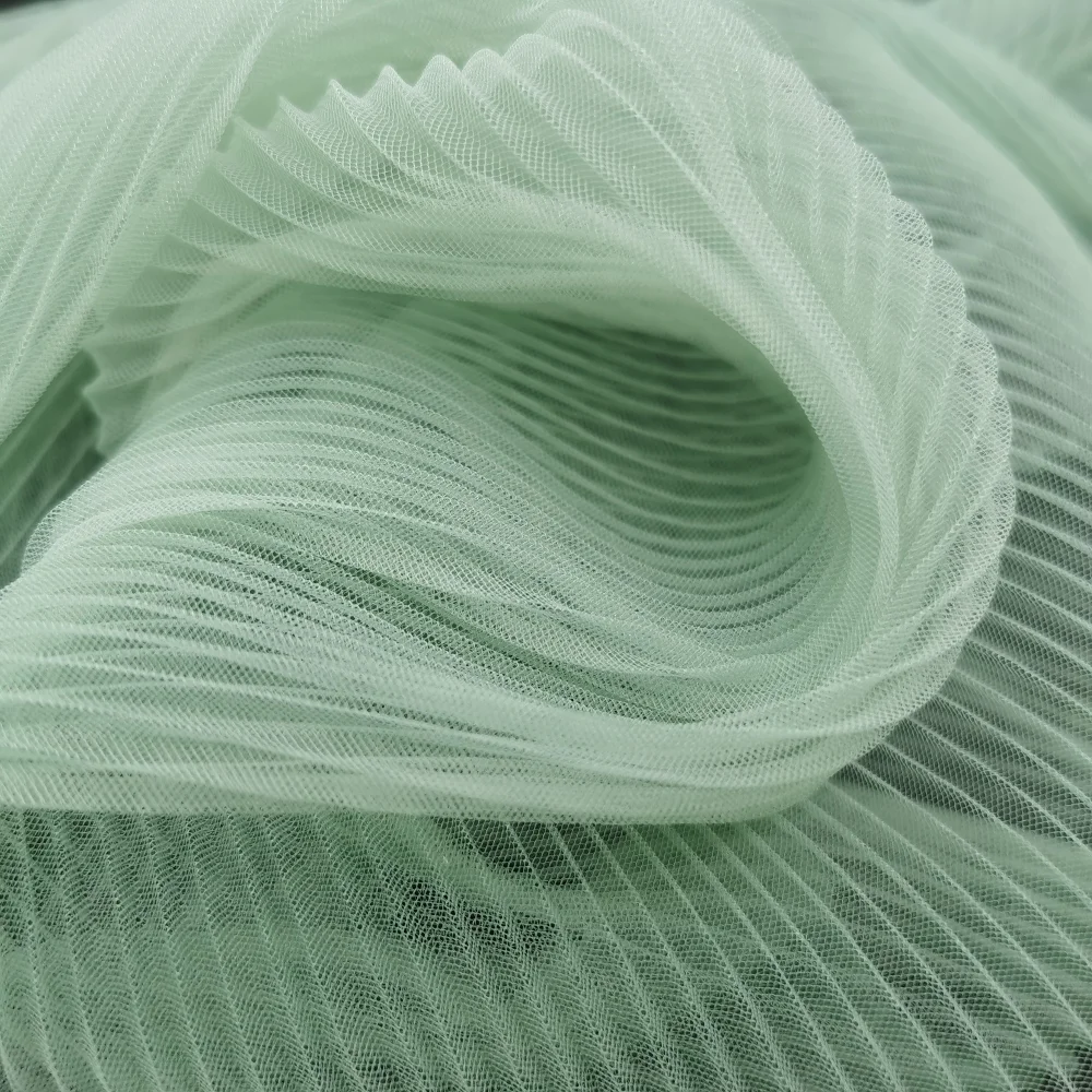 Green Soft Crepe Mesh Net Fabric - Perfect for Wedding Dresses